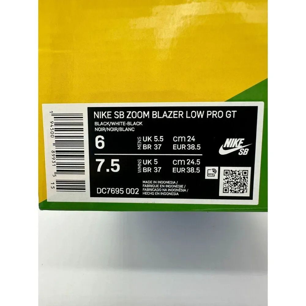 Nike SB Zoom Blazer Low Pro GT Men's Size 6 Women's Size 7.5 Black DC7695 002 - Picture 6 of 6